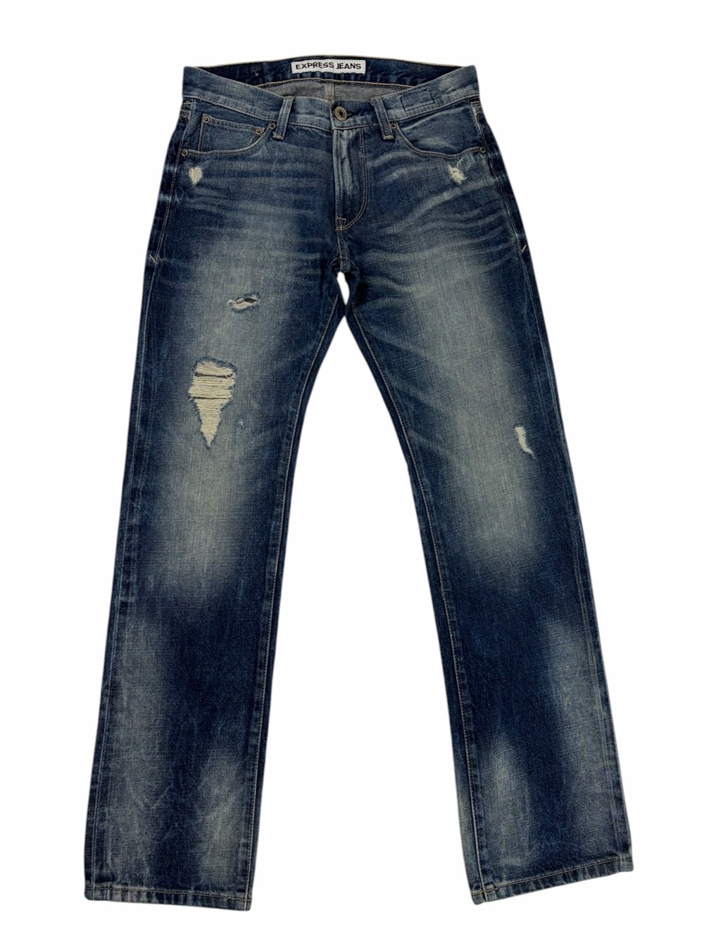 Express Men’s Straight Jeans with Distressed Details